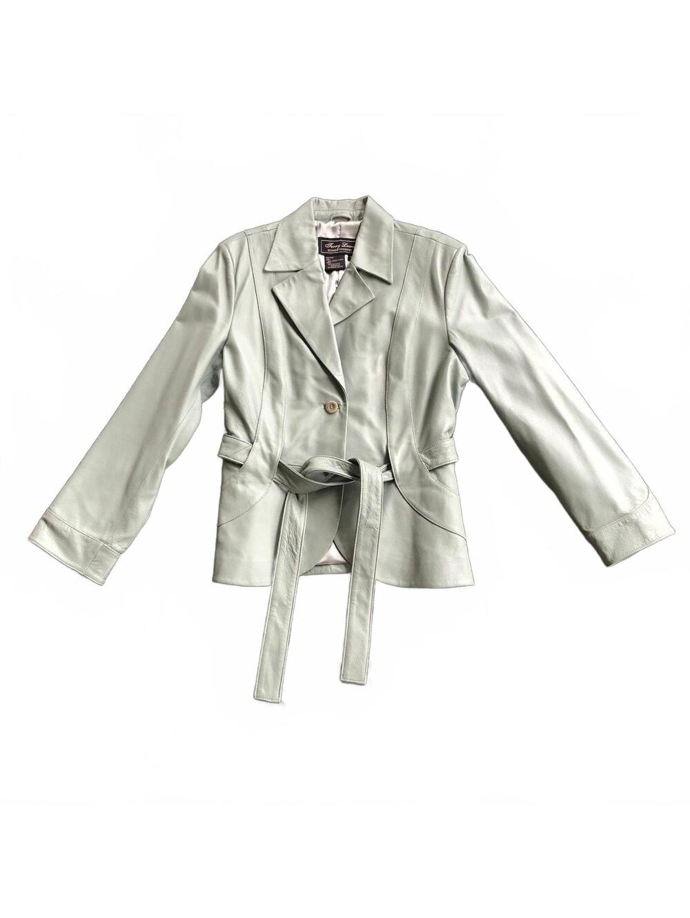 Terry Lewis Classic Luxuries Women's Leather Belted Jacket Corporate Chic Office